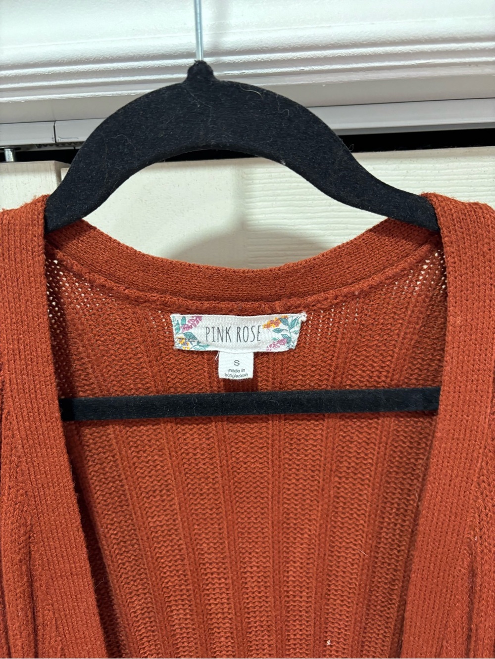 Pink Rose Rust Ribbed Open Cardigan - Picture 3 of 3